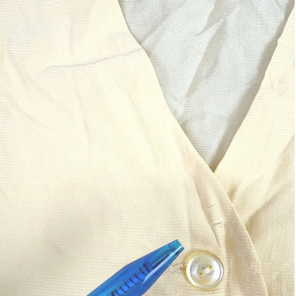 Eileen Fisher M L Yellow‎ Silk Button Front Blouse Tunic Long Sleeve Minimalist